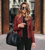 Leather Jacket Streetwear Motorcycle Zipper Classic Woman Jackets Autumn Plus Size Basic Rock Female Short Jacket