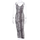 hirigin Sexy Women's Leopard Snake Print Dress Fashion Ladies Long Maxi Dress Party Bodycon Occasion Dresses Evening