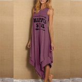 Soul Sleeveless Dress Summer Casual Letter Printed Plus Size Woman Tank Top Dress Fashion Loose O-Neck Female Beach