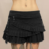 Woherb Street Personality Chicken Eye Low Waist Skirt 2023 Spring / Summer New Hot Girl Style-Outfit