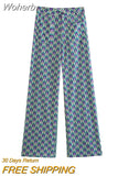 2023 Women Summer 2-Pieces Sets Vintage Print Short Blouses Tops and Trousers Female Street Two Suits Clothing-Outfit