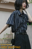 Elegant and Youth Woman Blouses Short Sleeve Striped Shirt British Style Summer Shirts for Women Fashion Retro Shirt-Outfit