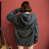 Smile Hoodies 2019 Winter Hip Hop Print Oversized Sweatshirts Fashion Patchwork Unisex Couple Streetwear Men Women