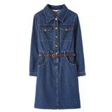 Woherb Joker Show Thin Denim Dress Female 2024 Summer New Casual Pocket Closed Waist Skirt-Outfit
