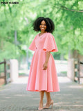 V Neck Midi Dress Women African Clothes 2023 Summer New Dashiki Evening Party Dress Casual Party African Dresses for Woman-Outfit