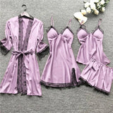 Pajamas Women's Pyjamas Four-Piece Korean Version Of Sling Pyjamas Women's Home Clothes With Chest Cushions Pajamas Pajamas