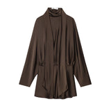 New Fashion Temperament Women's Silk And Fern Texture Scarf Dress