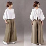 And Autumn 2025 New Korean Version Of The White Wave Dot Shirt Women's Sleeves Loose Casual Cotton-Song V-Neck