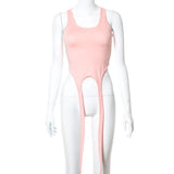 hirigin Basic Long Ribbon White Tank Tops For Women Hight Street Casual Wear Summer Chic Fashionable Vest Club Wear