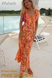 Women Sexy Hollow Out Printe Tierred Midi Dress Fashion U-necked Off Back Sleeveless Vestido 2023 Summer Lady Holiday Chic Robes-Outfit