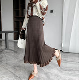Mink Hair Half-Length Skirt Children's Autumn And Winter Korean High-Waisted Hip-Covering Knitted Skirt Medium-Long Agaric Pleated Skirt-Outfit