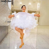 White Mesh Swan Dress African Dresses for Women 2023 Summer Elegant Ladies Birthday Party Club Robe Longue Femmes Vestidos-Outfit