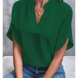 Summer New V-Neck Shirt Women Solid Color Casual Buffet