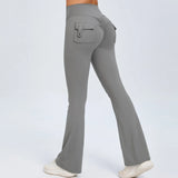 Woherb Peach Lift Hip Yoga Bell Pants Fitness Exercise Wide Leg Micro Pants High Waist Quick Dry-Outfit