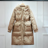 Waterproof Winter Women's Long Puffer Jacket 2022 Big Real Raccoon Fur Hooded Duck Down Coat Female Rain Feather
