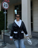Autumn And Winter New Fashion Temperament Fur Integrated Korean Version Of Long-Sleeved Splicing Coat