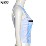 Kliou Body Print Women Tank Tops Hipster Sexy High Street Midnight Wear Clothing Sleeveless O-Neck Hot Female Party