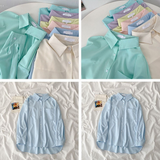 Spring Summer 2023 Women Fashion Tunic Chemise Oversize Femme Macaron Shirt for Women Office Blouse Korean Style Women-Outfit
