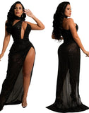 Sexy Sequins Cutout Sleeveless Split Evening Dress with