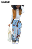 Tassels Patchwork Striped Print Jogger Pant Women Rave Festival Clothing 2023 Fashion Casual High Waist Bodycon Sweat Pants 729-1-Outfit