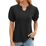 / Summer 2024 New V-Neck Solid Color Hit A Short-Sleeved Loose T-Shirt Jacket Women-Outfit