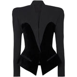 Star Fashion Repair Structure Velvet Splicing Suit Jacket In Autumn And Winter