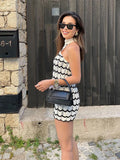 Striped High Waist Knitted Shorts Suit For Women Chic O Neck Short Sleeves Crop Tee Set 2024 Summer Lady Vacation Outfit-Outfit