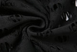 Kliou See Through Hollow Out Sexy Zipper Jumpsuit Women Turtleneck Net Plaid Hole Skinny Elastic Club Streetwear