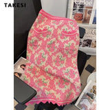 Spring Elegant Vintage Knitting 2 Piece Set Women Long Sleeve V-neck Cardigan + A-line Skirt Retro Two Piece Skirt Set-Outfit