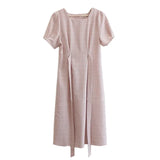 Vintage Dresses Hot Sales Woman Summer Short Sleeve Cute Sweet Korea Japan Style Design Blue Pink lattice Plaid Dress