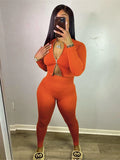 Kliou Solid Simple Two Piece Set Women Sheath Slim Casual Sporty Long Sleeve Zipper Top+Body-Shaping Female Activewear