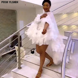 White Mesh Swan Dress African Dresses for Women 2023 Summer Elegant Ladies Birthday Party Club Robe Longue Femmes Vestidos-Outfit