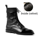 Gift South Korea 100 British comfortable tie leather tip low heel Martin boot woman flat bottom short