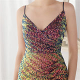 Formal Sequins Strap Slit Mermaid Evening
