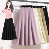 Woherb Plus Size Women's Wear New Summer High Waist Skirt In A Long Pendant Suit Half Skirt A-Line Skirt-Outfit