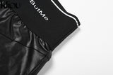 Kliou Biker Shorts Two Piece Set Women Hipster Patchwork Letter Print Sleeveless Sheath Top+Minimalist All-Match Slim