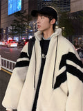 Lamb Velvet Jacket Men Zipper Stand Collar Short Cardigan Coat Autumn Winter Loose Casual Korean Turtleneck Fashion Female