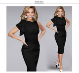 Style Lotus Leaf Cuff Pleated Slim Pencil Tight Dress Evening Dress Large Size S-5XL-Outfit