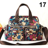 Handbag Vintage Flower Printed Waterproof Nylon Shoulder Messenger Bag Large Capacity Tote Bag Casual Picnic Travel