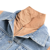 Winter Casual Denim Patch Ruched Long Sleeve Padded