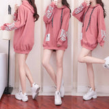 Autumn Sweatshirt Femme Long Sleeve Cute Hooded Pullover Tops Blouse Letter Print Hoodies Cute Plus Size Hoodies