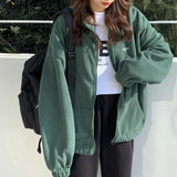 Fleece Jacket BF Style Zip-up Oversize Woman Hoodies Sweatshirt Causal Streetwear Trendy Kpop Turn-down Collar Jacket