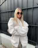 New Women's Casual Color Collar Single Buckle Large Pocket Loose Comfortable Long-Sleeved