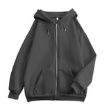 Flat Hooded Ins College Windy Loose Zipper Thick Hooded