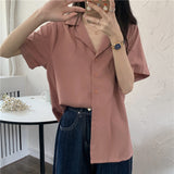 Colors Shirts Women Summer Thin Camisas Mujer Tops All-match Fashion Elegant Harajuku Solid Minimalist Holiday Aesthetic Chic-Outfit