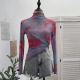 Shooting Holiday Wind Shoulder Folding Net Grums Flower Top Design Feeling Drift With Unique T-Shirt