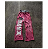 New Popular Fake Two Wide Leg Trousers Print Series Of Young Couples Round-Collar