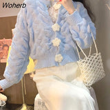 Kawaii Knitting Jacket Women Casual Chic Single Breasted Cute Cardigan Coat Female 2021 Autumn Long Sleeve Vintage Tops-Outfit