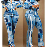 Winter Fashion Print Two Piece Set Women Casual Sports Style Zipper Coat Sweatpants Two Piece Set Women-Outfit