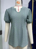 / Summer 2024 New V-Neck Solid Color Hit A Short-Sleeved Loose T-Shirt Jacket Women-Outfit